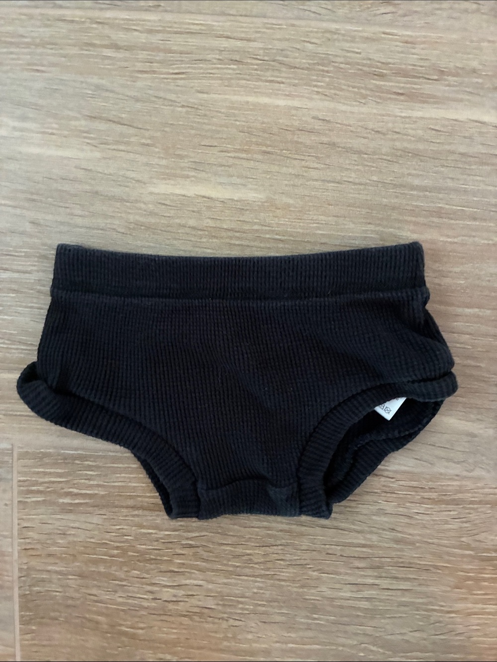 Spearmint Love Black Waffle Ribbed Baby Bloomers 6-12M